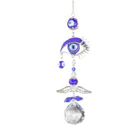 1pc Crystal Sun Catchers; Blue Butterfly Evil Eye Suncatcher Indoor Window With Prism Ball; Sunlight Rainbow Maker Good Luck Hanging Crystals Orn (Style: Evil Eye)