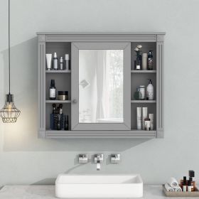 Wall Mounted Bathroom Storage Cabinet Bathroom Wall Cabinet With Mirror (Option: Gray)